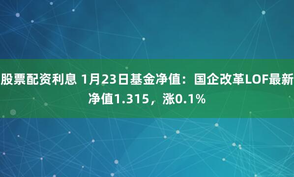 股票配资利息 1月23日基金净值：国企改革LOF最新净值1.315，涨0.1%