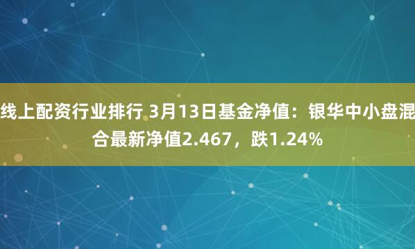 线上配资行业排行 3月13日基金净值：银华中小盘混合最新净值2.467，跌1.24%